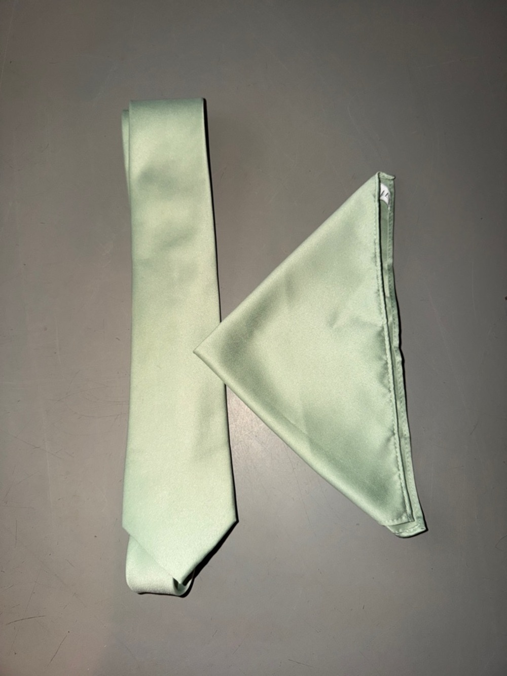Azazie Dusty Sage Matte Satin Tie and Pocket Square